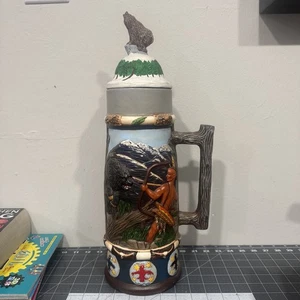 Vintage Native American Southwest Stein Raised Ceramic Pottery With Lid, 18” - Picture 1 of 17