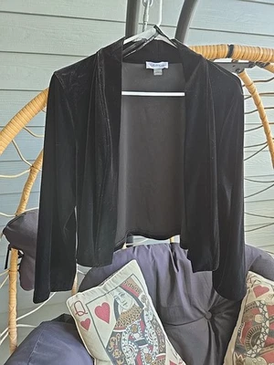 Cárdigan Calvin Klein envolvente abierto para mujer talla XL negro recortado manga 3/4 Foto 1 de 4