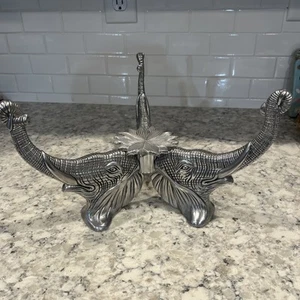 Vtg Arthur Court Pewter Trunk Up Elephant Centerpiece Bowl Holder Display Stand - Picture 1 of 14