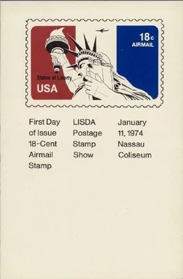 #C87 18c Estatua de la Libertad Estampillas Correo Aéreo Primer Día Ceremonia Programa Foto 1 de 2