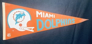 Vintage 70s Miami Dolphins NFL Football Pennant (VG condition) - 12”x 30” - Picture 1 of 4