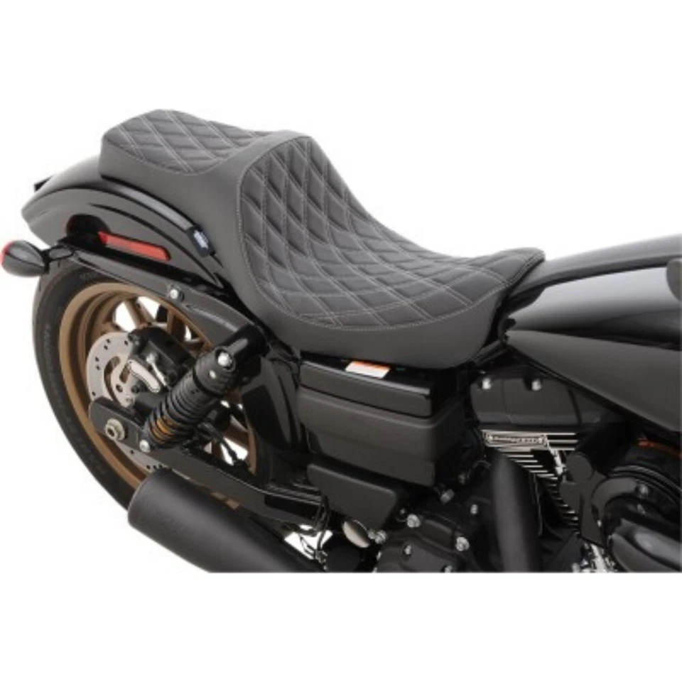 Asiento Depredador Drag Specialties Negro Plata Diamante Vinilo para Harley Dyna 06-17 Foto 1 de 1