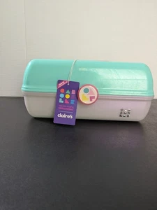 Claire's Exclusivo Caboodle Vintage Y2K verde azulado púrpura, mango rosa con etiqueta - Imagen 1 de 7