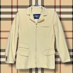VTG Burberry Pastel Yellow Lambswool Blazer Jacket Sz 4 Quiet Luxury Academia - Picture 1 of 17