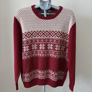 Suéter de Colección Dockers Copo de Nieve para Hombres XL Tejido Pullover Rojo Isla Feria de Navidad - Imagen 1 de 5