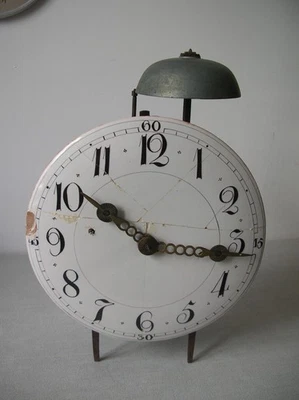 Ancien mécanisme mouvement d'horloge pendule mécanique cadran céramique 18ème - Photo 1/4