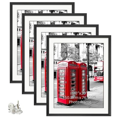 Black 24x36 Frames Matted to 20x30 Picture, Display 36x24 Inch Arts Without M... - Image 1 of 4