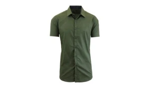 Galaxy By Harvic Calce Ajustado Verde Oliva Mangas Cortas Para Hombre Talla Mediana - Imagen 1 de 5