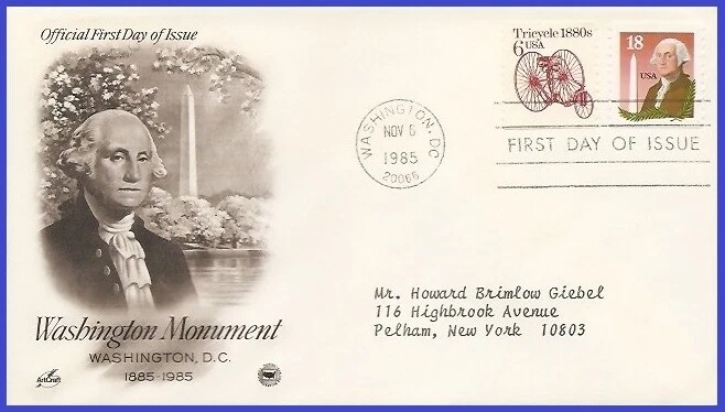 USA4 #2149 ADDR PCS ARTCRAFT FDC   George Washington & Monument - Image 1 of 1