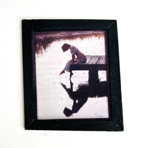 Dollhouse Miniature Accessories Photo Picture Frame Art Girl Pier 3"H x 2 9/16"W - Picture 1 of 2