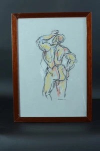 BEAU dessin ANCIEN HOMME NU DE DOS SIGNÉ ALESSANDRI ARLES NUDE MAN DRAWING SIGN - Photo 1 sur 4