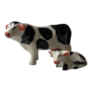 Vintage Miniature Cow and Baby Calf Figurine Farmhouse Decor - Picture 1 of 5