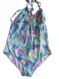 Traje de baño George multicolor floral cuello halter Reino Unido 18 - Imagen 1 de 3