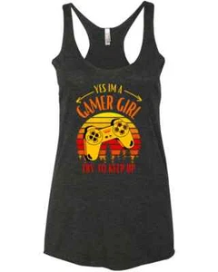 Gamer Girl Try To Keep Up Videospiele Frau Geburtstag Sportliebhaber Rennfahrer Tank Top - Bild 1 von 5