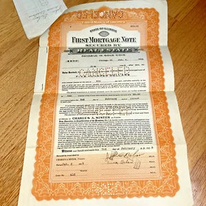 1928 FIRST MORTGAGE GOLD NOTE with 10 Coupons ELSTON STATE BANK, Chicago - Picture 1 of 12