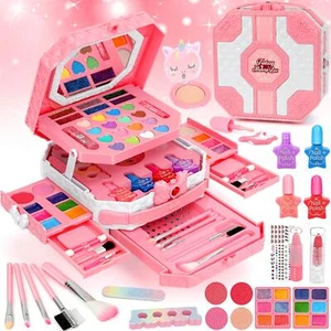 63PCS Washable Kids Makeup Toy Set Cosmetic Playset Gift for Girls 3+ Birthday - Picture 1 of 18
