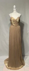 IEENA for Mac Duggal Sz 2 Gold Metallic Sleeveless Evening Long Gown - Picture 1 of 7