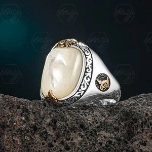 925 Sterling Silver Sultan Signature Mother of Pearl Stone Men's Ring - Picture 1 of 4
