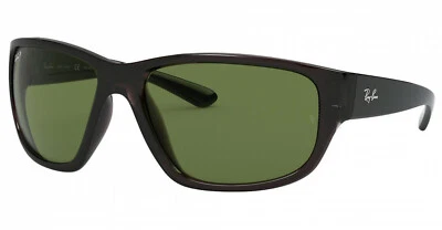 RAY-BAN SPORT WRAP TRANSPARENT GREY POLAR G15 GREEN SUNGLASSES RB4300 705/O9 NEW - Image 1 of 4