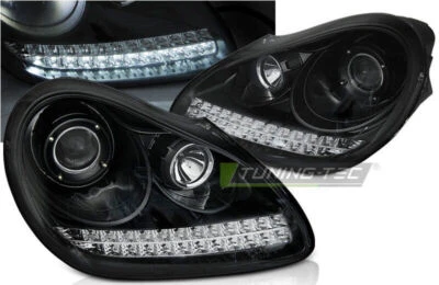 Xenon Scheinwerfer für Porsche Cayenne 02-06 Led Standlicht Led-Blinker schwarz - Bild 1 von 4