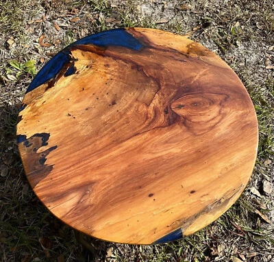 Mesa auxiliar redonda de madera hecha a mano de resina epoxi solo mostrador escritorio pasillo decoraciones Foto 1 de 4