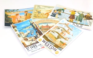 Dolls House 1:12 Scale Miniature, Vintage Railway, Travel Posters x 6 (Set A) - Picture 1 of 7
