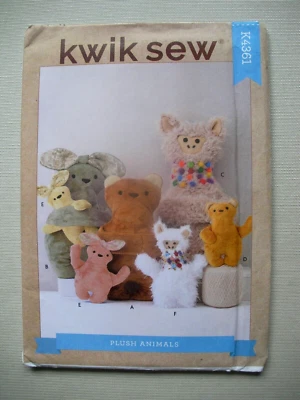 UNCUT Kwik Sew Sewing Pattern 4361 - Soft Toys - Plush Animals - image 1 of 3