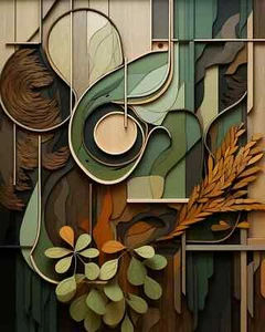 Botanical Print, Boho Wood-look Poster or canvas Room Decor, Bedroom Art style 4 - Picture 1 of 11