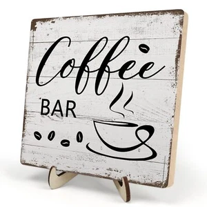 Coffee Bar Decor Sign Coffee Bar Accessories Funny Coffee Bar Desk Decor Rust... - Picture 1 of 8