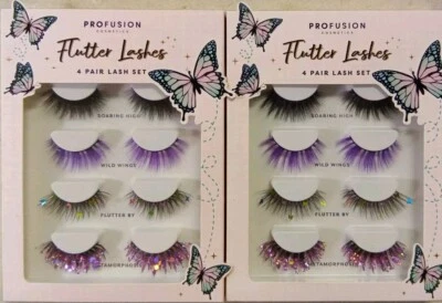 Juego de 4 pares de pestañas Profusion Cosmetics Empowered Butterfly Flutter Foto 1 de 2