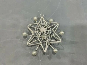 Star Christmas ornament in shiny white metal - Picture 1 of 3