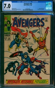 AVENGERS #58 (1968) 🌟 CGC 7.0 🌟 VISION JOINS THE AVENGERS! Marvel Graded Comic - Picture 1 of 2