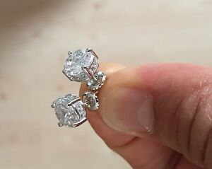Mens & Ladies Lab Created Diamond 18K W Gold Filled Screw Back Stud Earrings 8mm