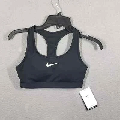 Nike Swoosh Sports Bra, Non-padded, Dri-Fit, Black, Brand new w/tags - Image 1 of 4