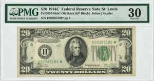 FR #2057-Hob* $20 1934C Federal Reserve Note St Louis VF30 PMG 946587-7 - Picture 1 of 2