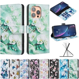 Flower Butterfly Wallet Phone Case for iPhone 16 15 13 14 12 11 Pro Max 7 8 16E - Picture 1 of 15