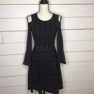 Neu Parker Blair Strickkleid, Cold Shoulder, Glockenärmel, schwarz, Damen Small - Bild 1 von 12