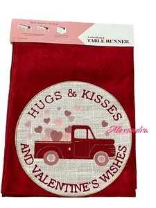 Hugs & Kisses & Valentine's Day Wishes Table Runner Kitchen Table Decor 13”x72” - Picture 1 of 5