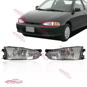 Fits 1997-2002 Mitsubishi Mirage 2Dr Coupe Headlights Headlamps Chrome Pair - Picture 1 of 5