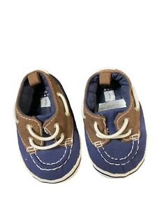 Carter Baby Boy's Crib Shoes Blue/Brown (Size: 3 )