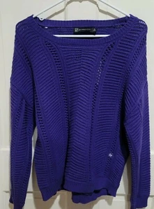 NWT Ny&C Purple Pullover Sweater Long Kimono Sleeve Size M - Picture 1 of 6