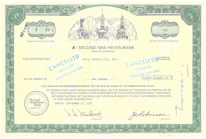 Segundo New Haven Bank 1972 certificado de stock - Imagen 1 de 1