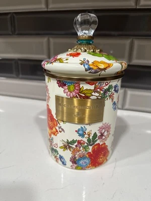 MacKenzie-Childs Mercado de Flores Blancas Esmaltado Mediano 8.5" Bote Nuevo Sin Caja Foto 1 de 3