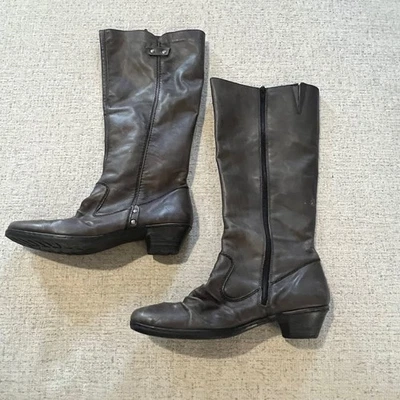 Botas Rieker para mujer de cuero marrón con cremallera hasta la rodilla talla 41 EE. UU. 9,5 Foto 1 de 4