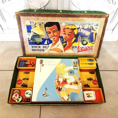 jeu ancien parcours LE TOUR DU MONDE EN VESPA capiera france années 60 - Photo 1/4