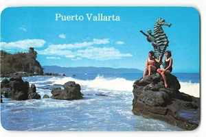 beliebte Pilitas Strand und Seepferdchen Statue, Jalisco, Mexiko Vintage Postkarte VPC2. - Bild 1 von 2