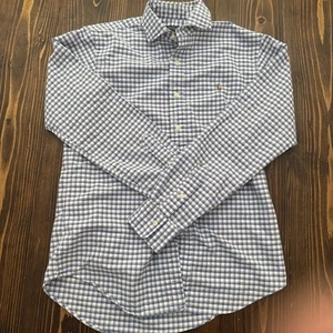 🔥Ralph Lauren Polo Dress Shirt Boys Medium Blue/White Check  size s - Picture 1 of 2