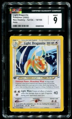 CGC 9 Light Dragonite 1st Edition Holo Rare Neo Destiny 2002 Pokemon Card #14 - Image 1 of 2