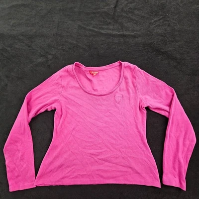 Guess розовый длинным рукавом хлопок смесь ребристый футболка женщин XL - Изображение 1 из 4