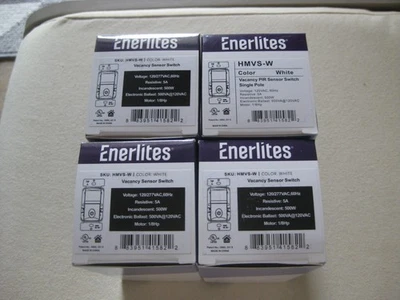 4 Enerlites HMVS-W Single PoleVacancy Neutral Wire Occupancy MotionSensor Switch - Image 1 of 3